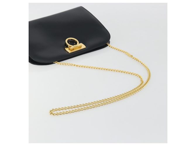 Borsa a tracolla Salvatore Ferragamo Gancini Chain in pelle nera e oro Auth 195422 Nero - vista 7