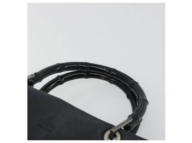 Borsa Tote GUCCI Bamboo in pelle 2way Nera Argento 002 1016 Auth 194370 Nero - vista 8