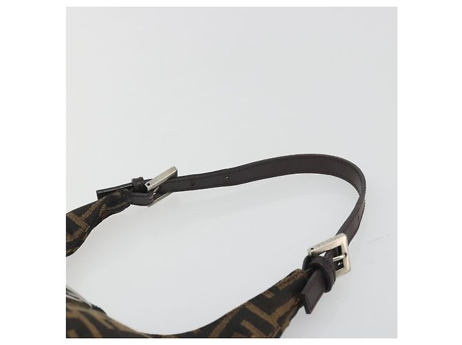 Borsa a tracolla FENDI Zucca Canvas Mamma Baguette Brown Black Auth 196011V Marrone Nero - vista 14