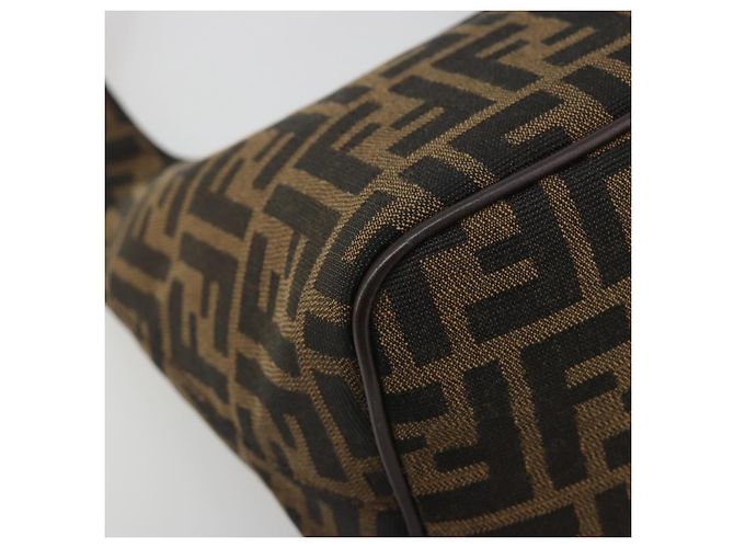 Borsa a tracolla FENDI Zucca Canvas Mamma Baguette Brown Black Auth 196011V Marrone Nero - vista 15