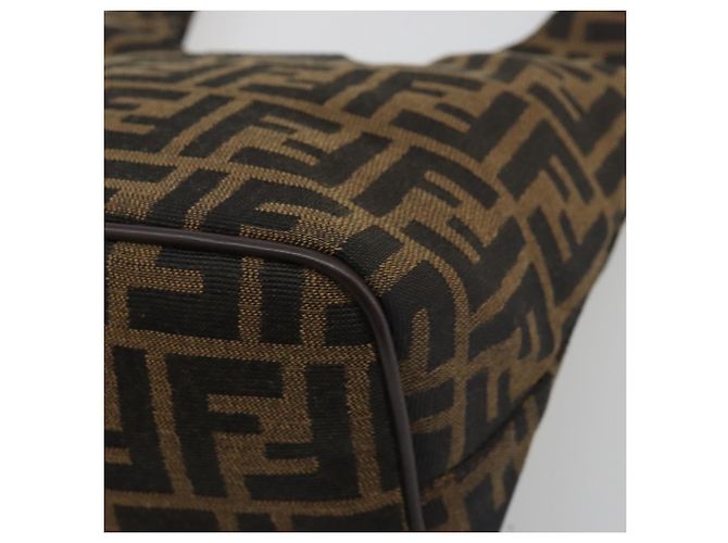 Borsa a tracolla FENDI Zucca Canvas Mamma Baguette Brown Black Auth 196011V Marrone Nero - vista 16