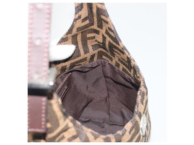 Borsa a tracolla FENDI Zucca Canvas Mamma Baguette Brown Black Auth 196011V Marrone Nero - vista 21