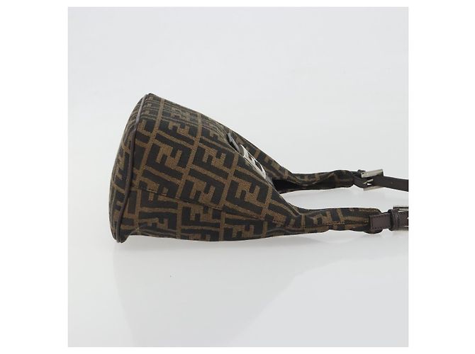 Borsa a tracolla FENDI Zucca Canvas Mamma Baguette Brown Black Auth 196011V Marrone Nero - vista 3