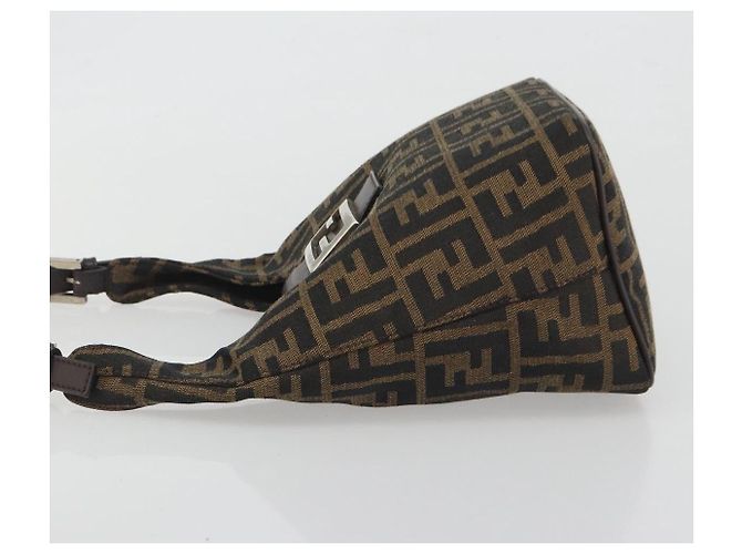 Borsa a tracolla FENDI Zucca Canvas Mamma Baguette Brown Black Auth 196011V Marrone Nero - vista 4