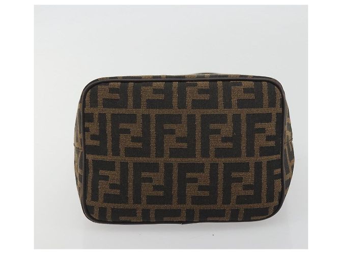 Borsa a tracolla FENDI Zucca Canvas Mamma Baguette Brown Black Auth 196011V Marrone Nero - vista 5