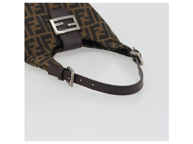 Borsa a tracolla FENDI Zucca Canvas Mamma Baguette Brown Black Auth 196011V Marrone Nero - vista 7
