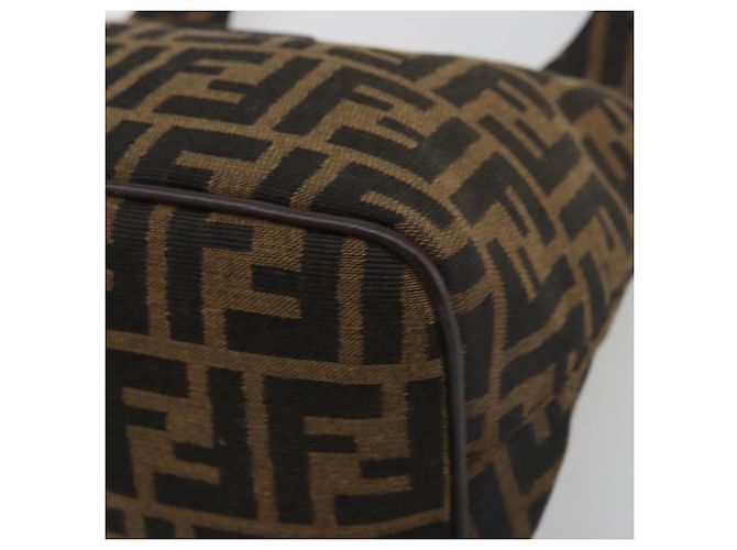 Borsa a tracolla FENDI Zucca Canvas Mamma Baguette Brown Black Auth 196011V Marrone Nero - vista 8