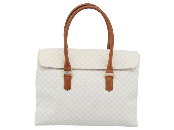 Céline Borsa a mano CELINE Macadam Canvas PVC Leather White Gold Auth 195994 Bianco D'oro - vista 2