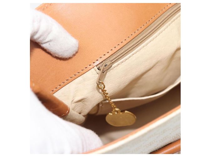 Céline Borsa a mano CELINE Macadam Canvas PVC Leather White Gold Auth 195994 Bianco D'oro - vista 21