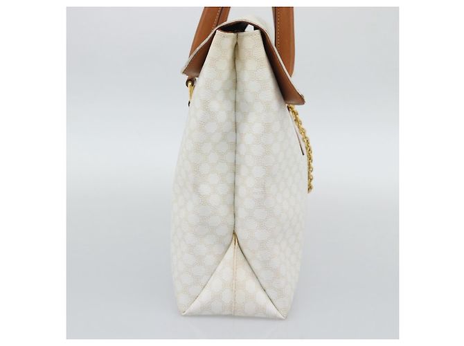 Céline Borsa a mano CELINE Macadam Canvas PVC Leather White Gold Auth 195994 Bianco D'oro - vista 3