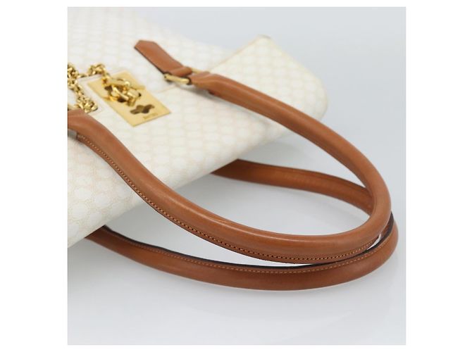 Céline Borsa a mano CELINE Macadam Canvas PVC Leather White Gold Auth 195994 Bianco D'oro - vista 7