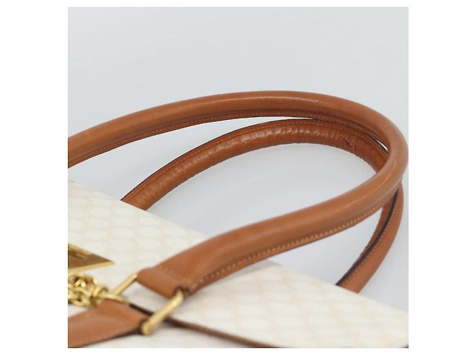 Céline Borsa a mano CELINE Macadam Canvas PVC Leather White Gold Auth 195994 Bianco D'oro - vista 8