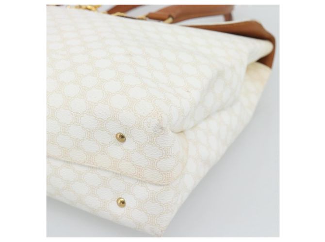 Céline Borsa a mano CELINE Macadam Canvas PVC Leather White Gold Auth 195994 Bianco D'oro - vista 9
