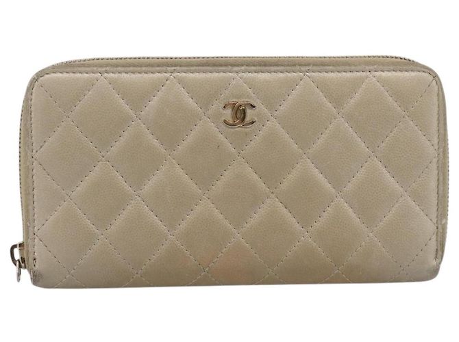 Cartera larga CHANEL Matelasse de piel de cordero Gold CC Auth 194478 Dorado - vista 13