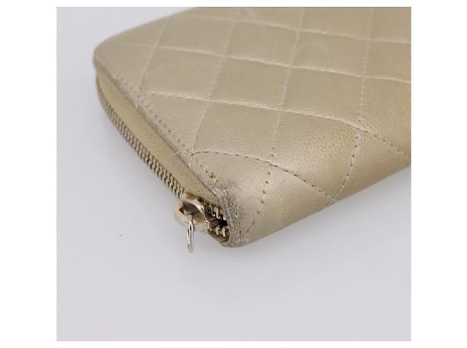 Cartera larga CHANEL Matelasse de piel de cordero Gold CC Auth 194478 Dorado - vista 14