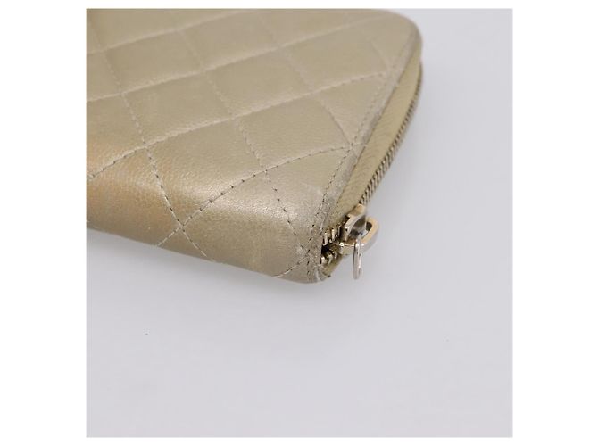 Cartera larga CHANEL Matelasse de piel de cordero Gold CC Auth 194478 Dorado - vista 15