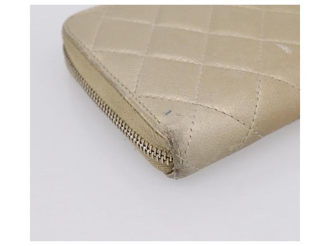 Cartera larga CHANEL Matelasse de piel de cordero Gold CC Auth 194478 Dorado - vista 16