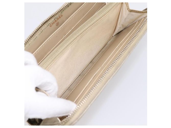 Cartera larga CHANEL Matelasse de piel de cordero Gold CC Auth 194478 Dorado - vista 19
