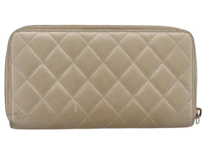 Cartera larga CHANEL Matelasse de piel de cordero Gold CC Auth 194478 Dorado - vista 2