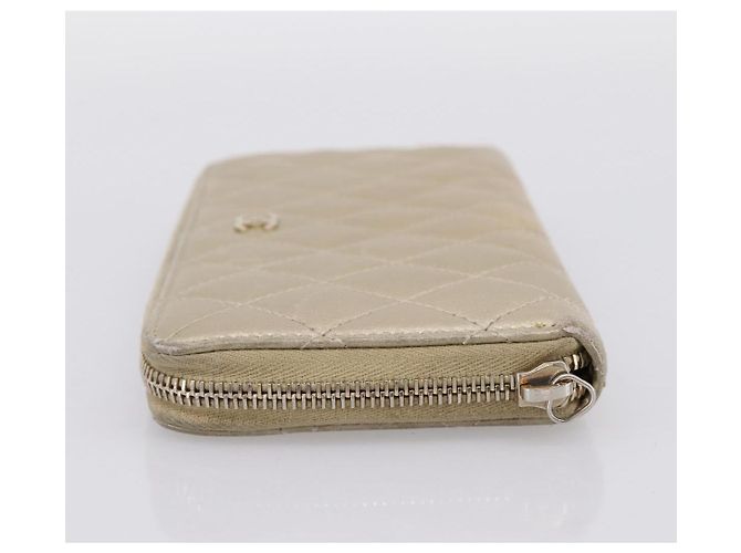 Cartera larga CHANEL Matelasse de piel de cordero Gold CC Auth 194478 Dorado - vista 3