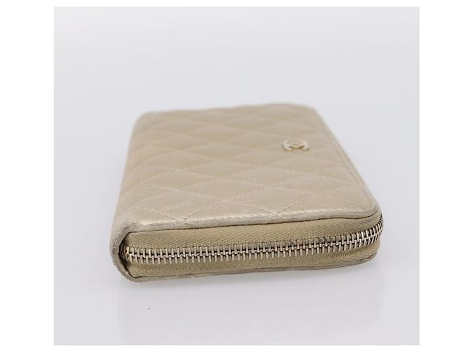 Cartera larga CHANEL Matelasse de piel de cordero Gold CC Auth 194478 Dorado - vista 4