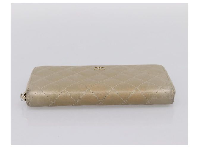 Cartera larga CHANEL Matelasse de piel de cordero Gold CC Auth 194478 Dorado - vista 6