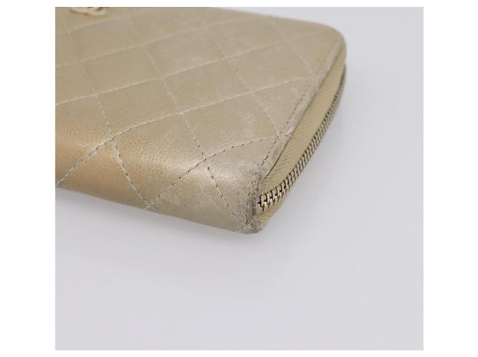 Cartera larga CHANEL Matelasse de piel de cordero Gold CC Auth 194478 Dorado - vista 7