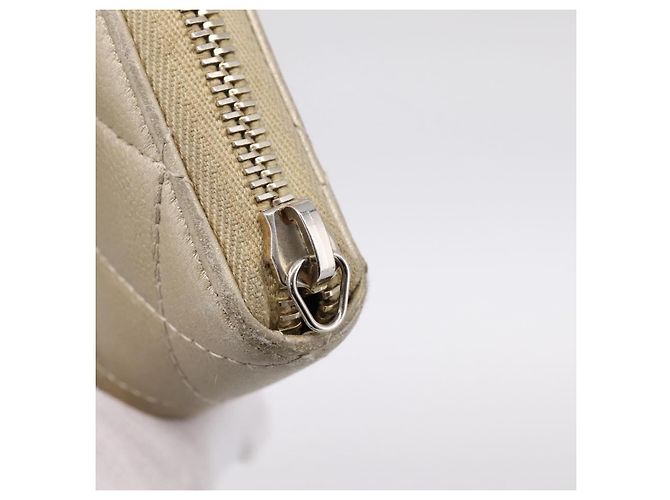 Cartera larga CHANEL Matelasse de piel de cordero Gold CC Auth 194478 Dorado - vista 8