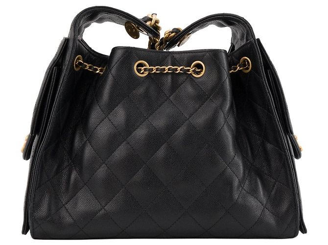 CHANEL - Borsa a tracolla Chanel 25 small in pelle caviar nera Nero - vista 3
