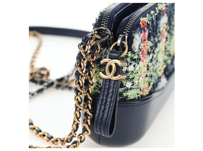 Borsa a tracolla con catena CHANEL Gabrielle de Chanel Tweed Navy Gold CC Auth BA14596SAM Blu navy - vista 10