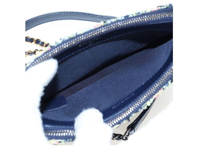 Borsa a tracolla con catena CHANEL Gabrielle de Chanel Tweed Navy Gold CC Auth BA14596SAM Blu navy - vista 11