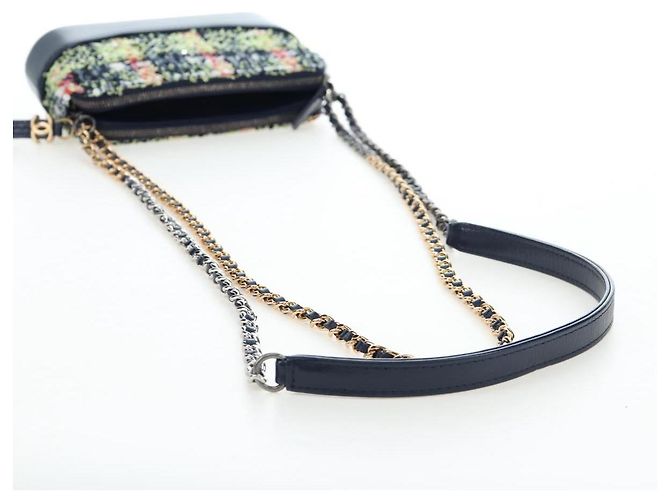 Borsa a tracolla con catena CHANEL Gabrielle de Chanel Tweed Navy Gold CC Auth BA14596SAM Blu navy - vista 7