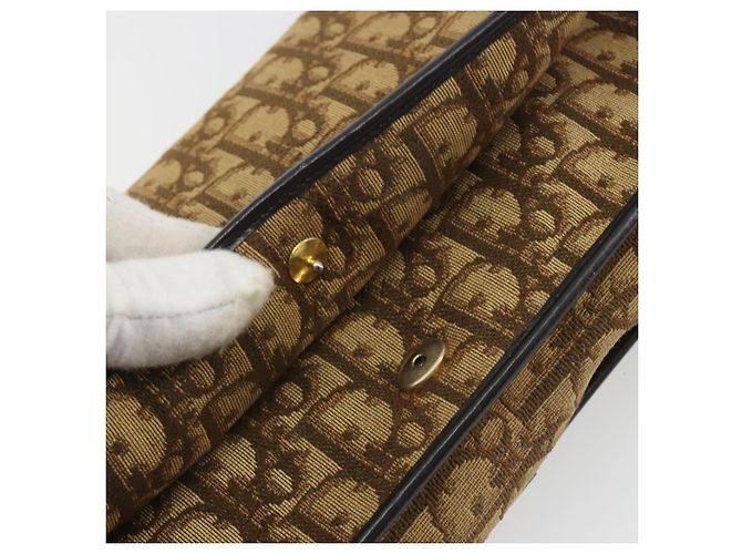 Borsa a tracolla con catena Christian Dior Trotter Canvas Beige Gold Auth 195716 D'oro - vista 10
