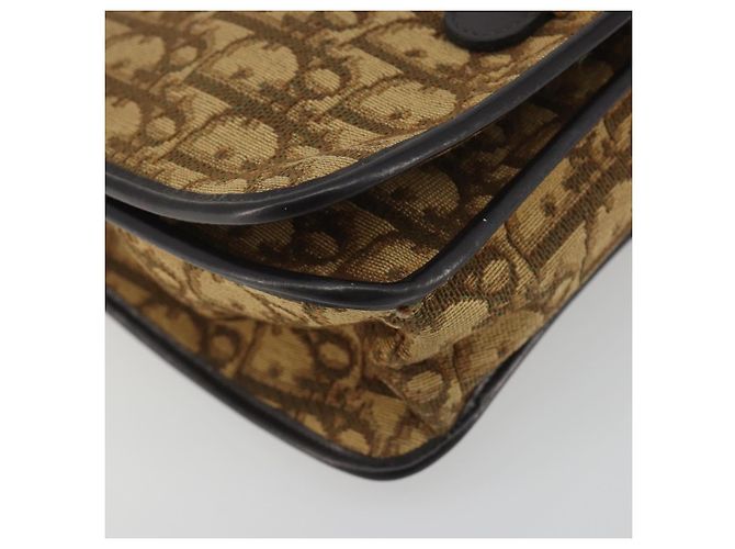Borsa a tracolla con catena Christian Dior Trotter Canvas Beige Gold Auth 195716 D'oro - vista 14