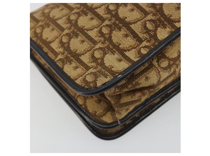 Borsa a tracolla con catena Christian Dior Trotter Canvas Beige Gold Auth 195716 D'oro - vista 16