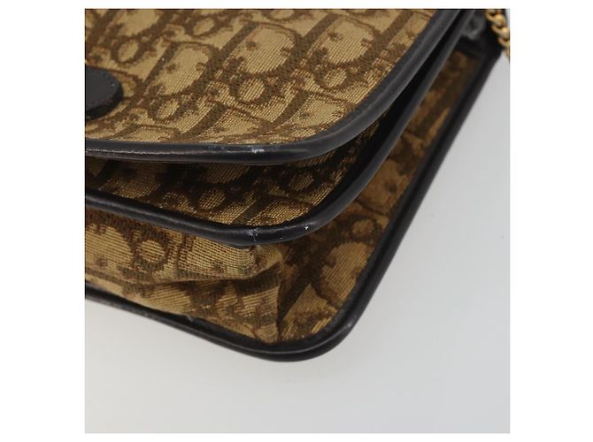 Borsa a tracolla con catena Christian Dior Trotter Canvas Beige Gold Auth 195716 D'oro - vista 9