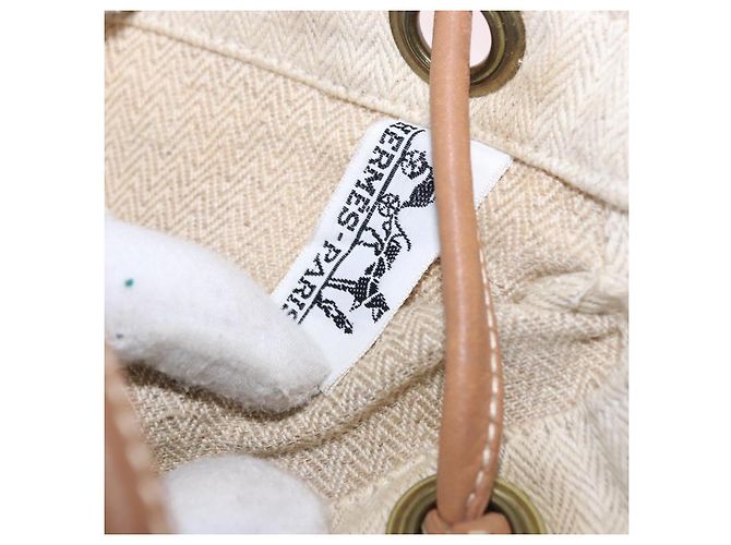 Hermès Borsa a Tracolla HERMES Arena MM Canvas Beige Tono Oro Auth 196144 - vista 10