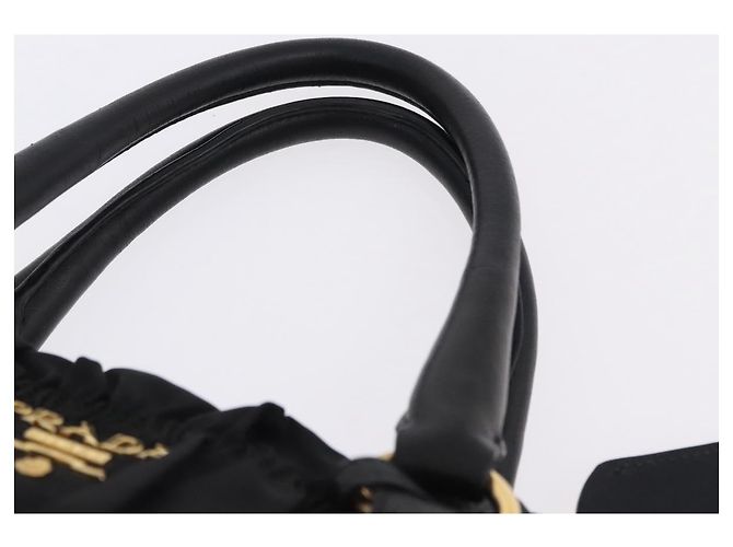 Borsa a Mano PRADA Nylon 2way Nero Oro Auth 196783V D'oro - vista 14