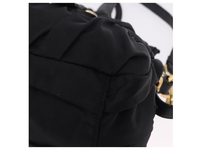 Borsa a Mano PRADA Nylon 2way Nero Oro Auth 196783V D'oro - vista 16