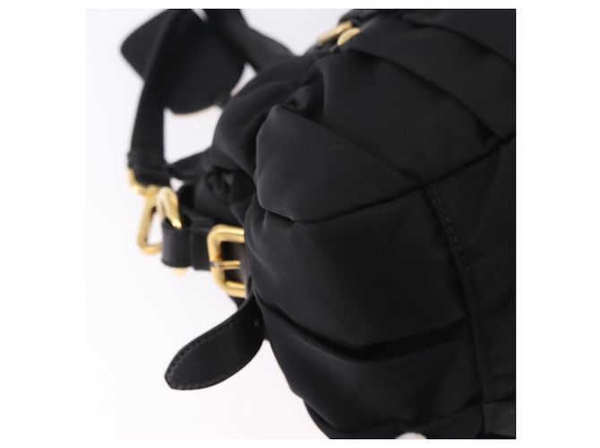 Borsa a Mano PRADA Nylon 2way Nero Oro Auth 196783V D'oro - vista 17