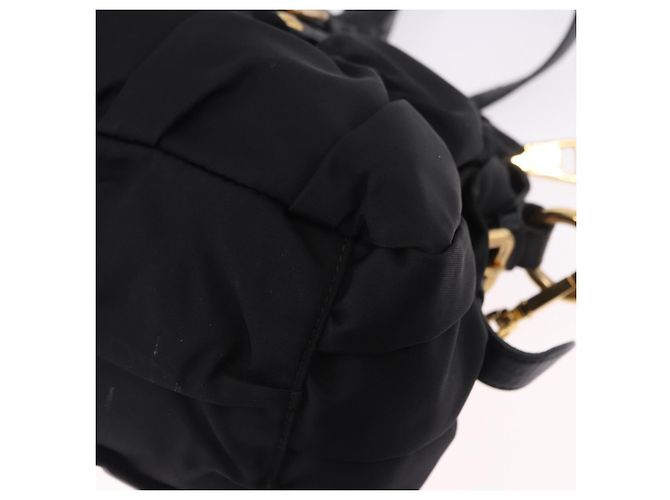 Borsa a Mano PRADA Nylon 2way Nero Oro Auth 196783V D'oro - vista 18