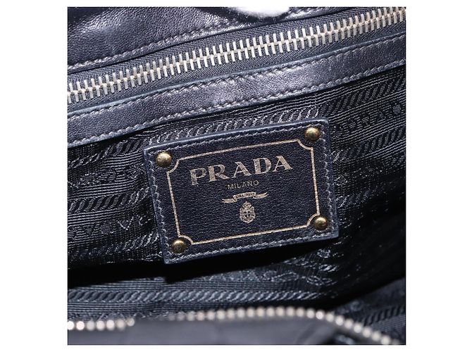 Borsa a Mano PRADA Nylon 2way Nero Oro Auth 196783V D'oro - vista 22