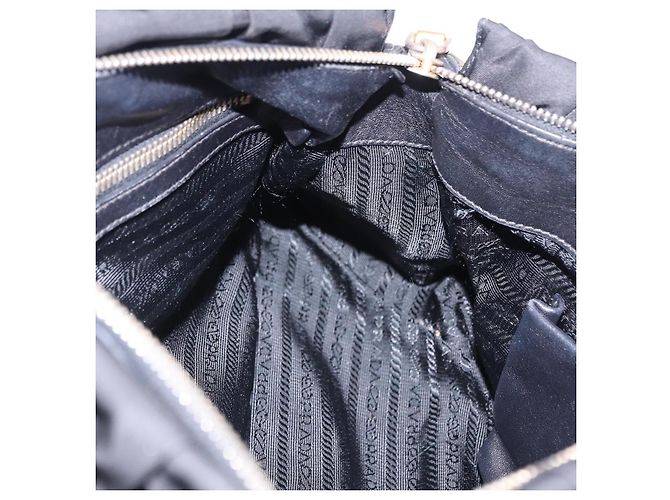 Borsa a Mano PRADA Nylon 2way Nero Oro Auth 196783V D'oro - vista 23