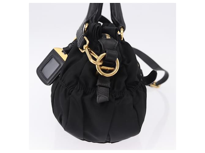 Borsa a Mano PRADA Nylon 2way Nero Oro Auth 196783V D'oro - vista 3