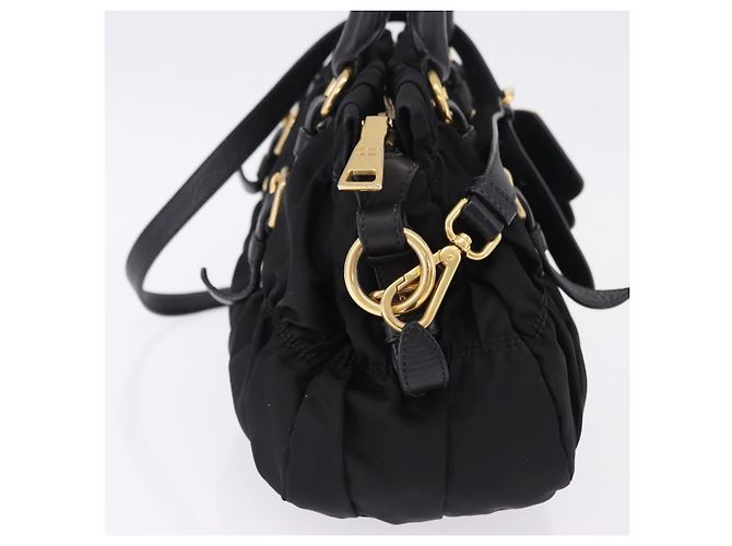 Borsa a Mano PRADA Nylon 2way Nero Oro Auth 196783V D'oro - vista 4