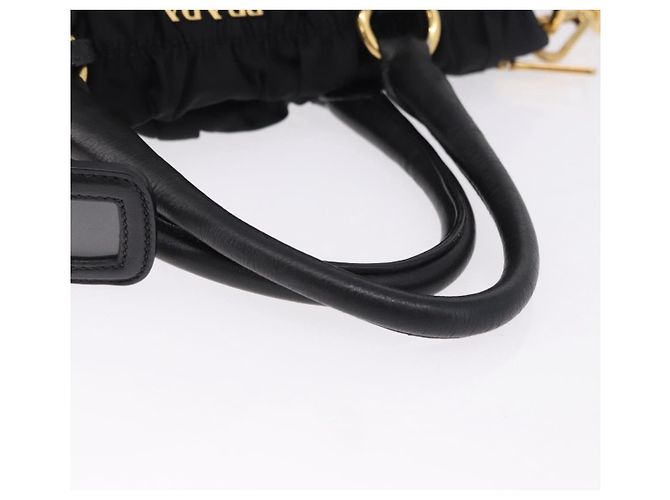 Borsa a Mano PRADA Nylon 2way Nero Oro Auth 196783V D'oro - vista 7