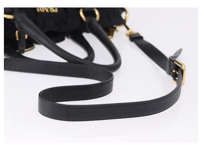 Borsa a Mano PRADA Nylon 2way Nero Oro Auth 196783V D'oro - vista 8
