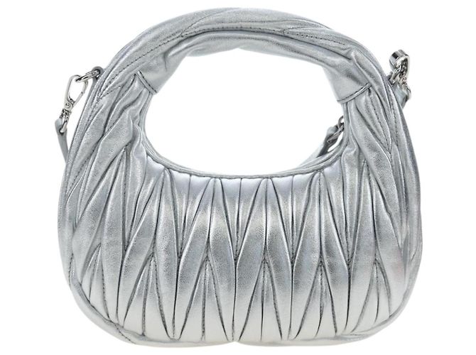 Borsa Miu Miu Matelassé Wonder in pelle 2 vie Argento Autentica 196012SAM - vista 2
