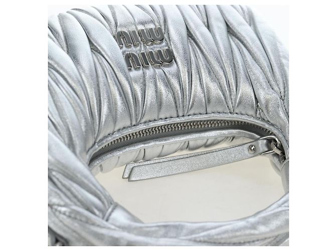 Borsa Miu Miu Matelassé Wonder in pelle 2 vie Argento Autentica 196012SAM - vista 6
