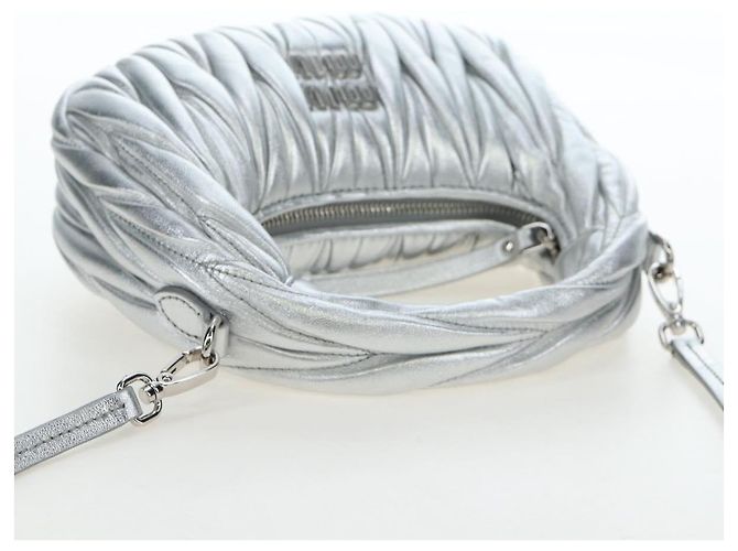 Borsa Miu Miu Matelassé Wonder in pelle 2 vie Argento Autentica 196012SAM - vista 7